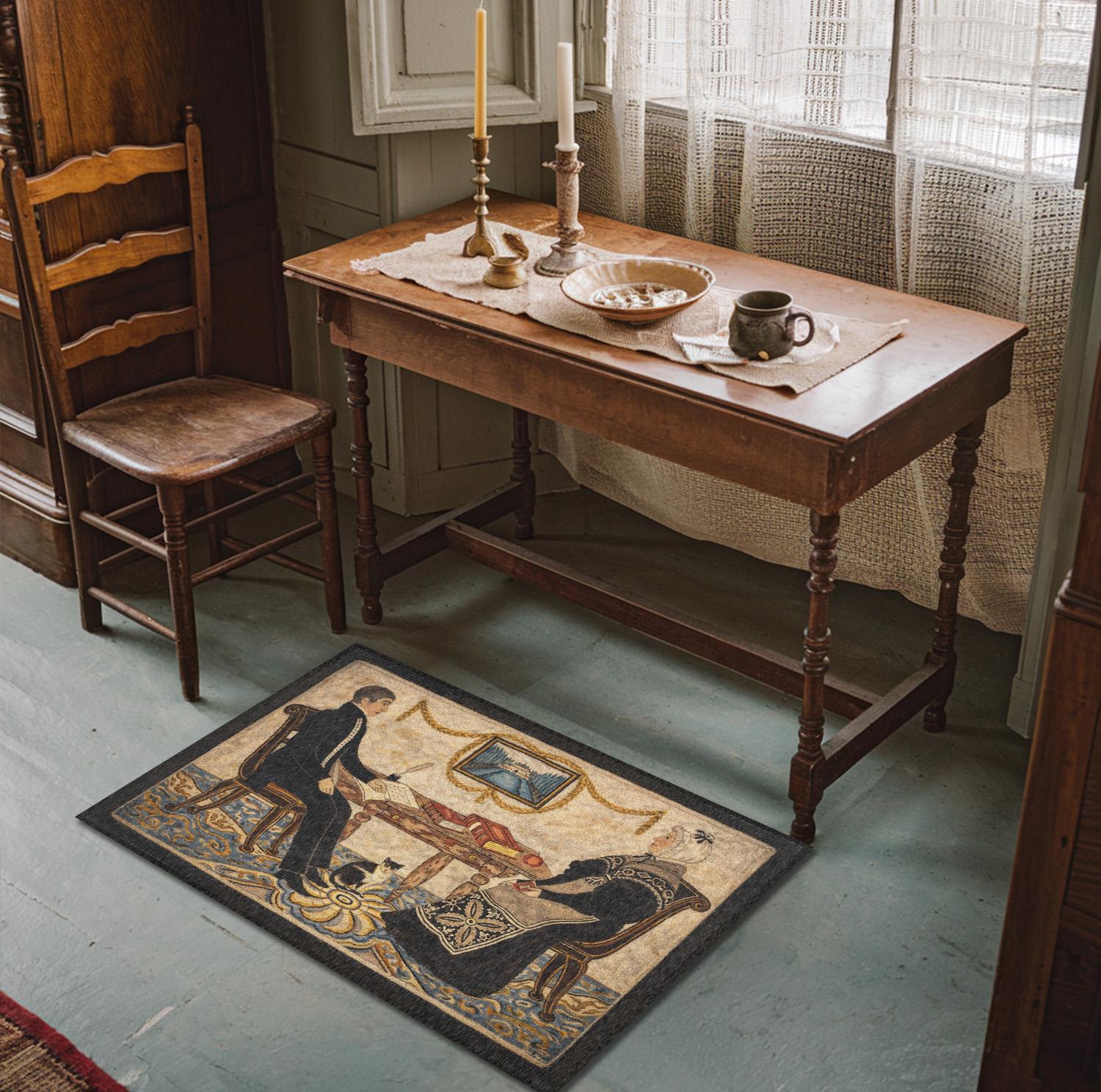 Colonial Parlor Couple Rug - Vintage Inspired Primitive Folk Art ...