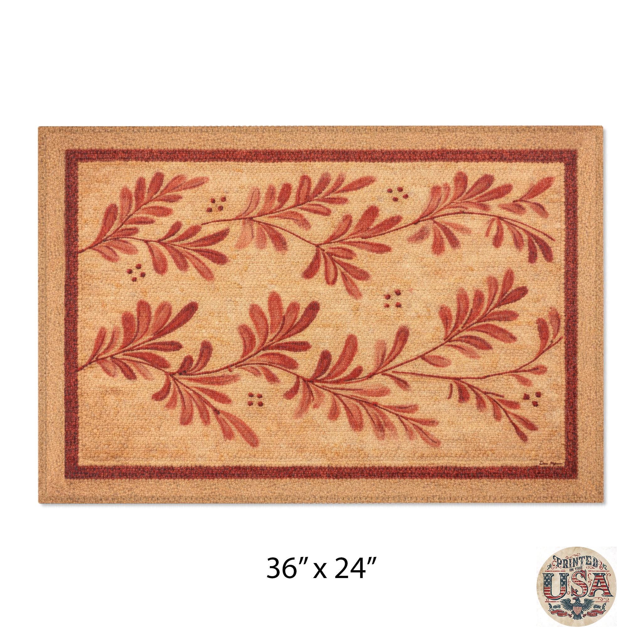 Colonial Cranberry Red Leaf & Vine Crock Pattern Rug - Vintage Home ...