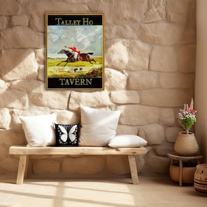 Talley Ho Tavern Sign l Hunt  l 18th Century  l Home Decor  l Primitive Sign  l Colonial  l English  Country  - Canvas Gallery Wrap