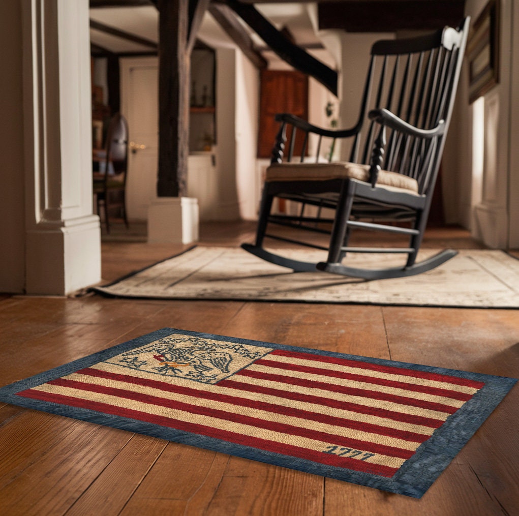 Flag Rugs Handmade Patriotic Flag Folk Art Rug - Americana Home Decor, Primitive ...