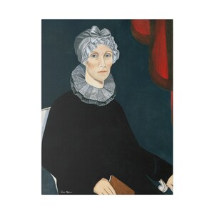 Koloniaal portret van een vrouw, olieverfkunstwerk, kunst aan de muur, volkskunst, primitieve print, decor canvas, vintage schilderij, 18e eeuw afbeelding 10