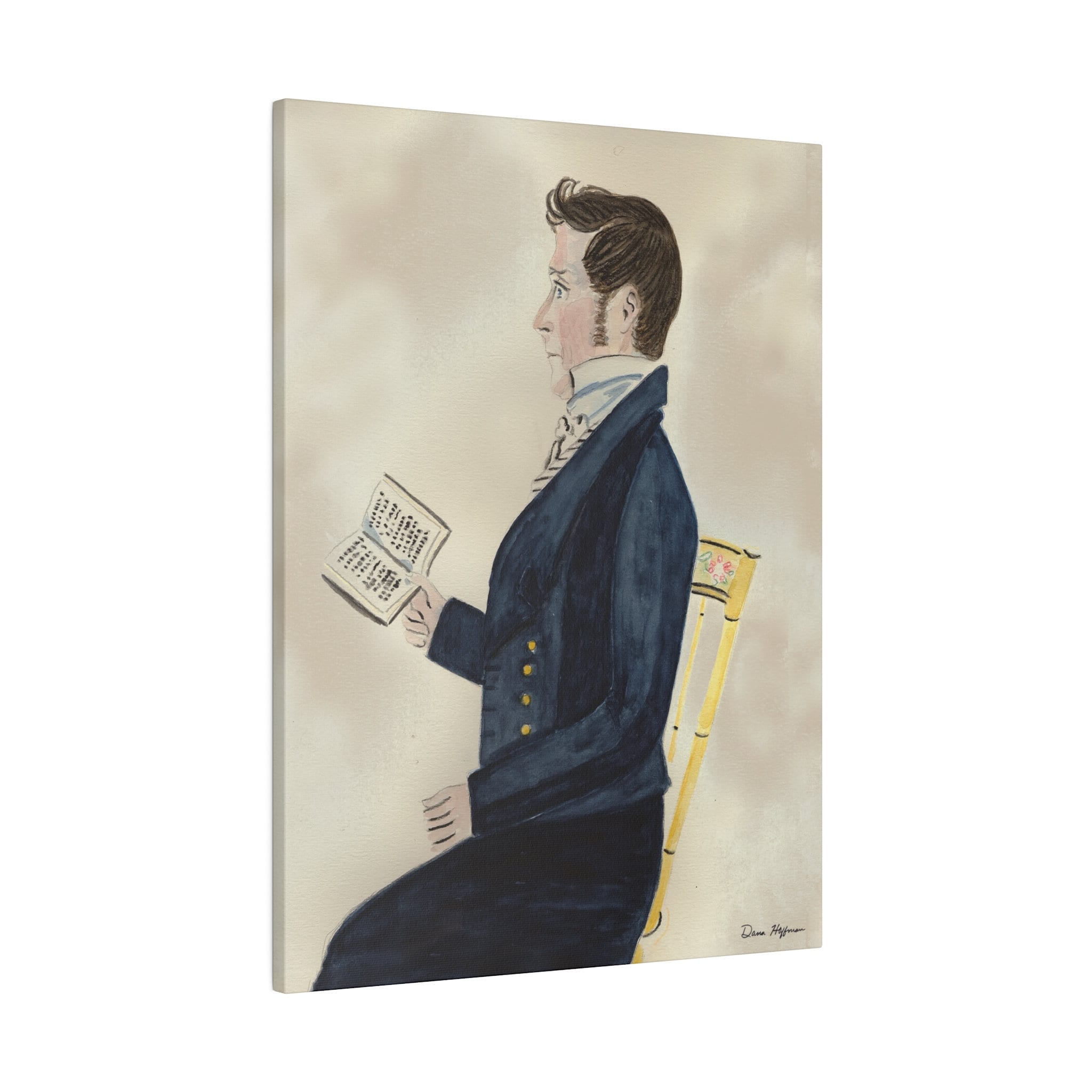 19th Century Portrait of a Man Holding a Book, Oil Art Work, Wall Art ...