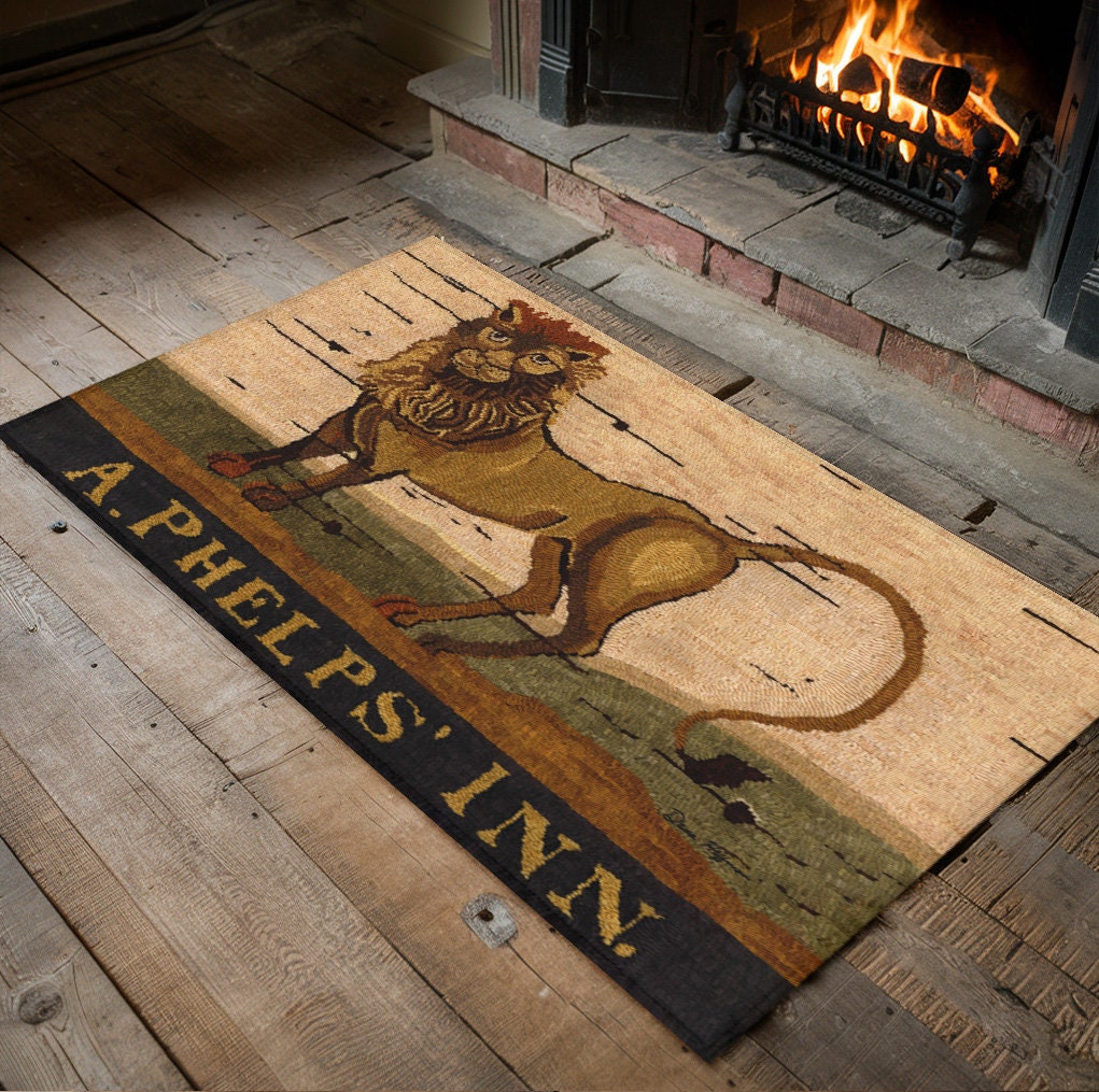 Rustic Tavern Rug Handcrafted Tavern Inn Folk Art Floor Rug - Colonial America Inspired ...