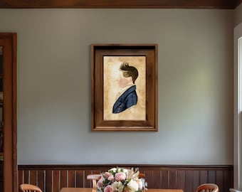 19e-eeuws portret van een jonge man, kunst aan de muur, decor Engelse school, volkskunstfoto, primitieve foto, koloniale print, kunstafdruk, canvas