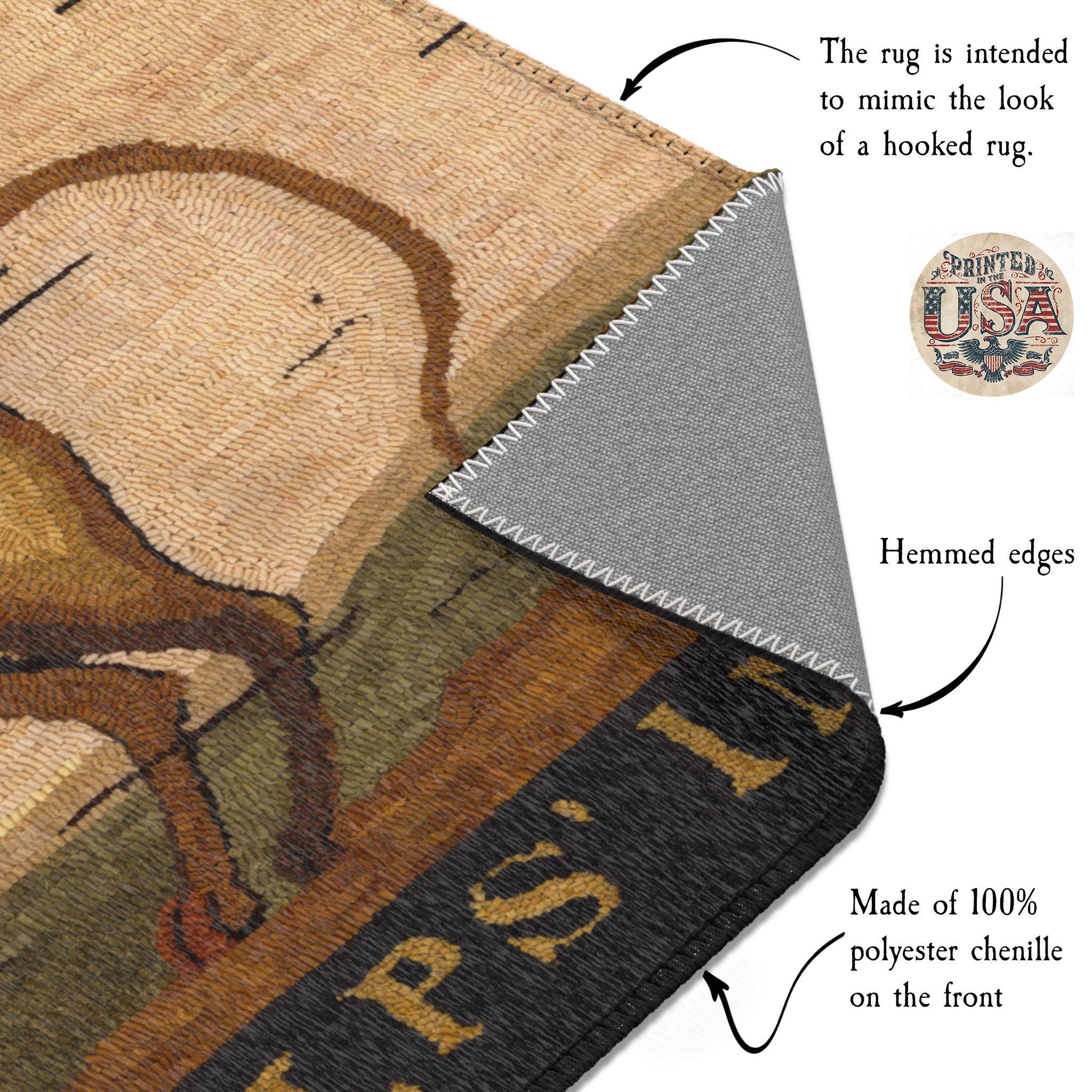 Rustic Tavern Rug Handcrafted Tavern Inn Folk Art Floor Rug - Colonial America Inspired ...