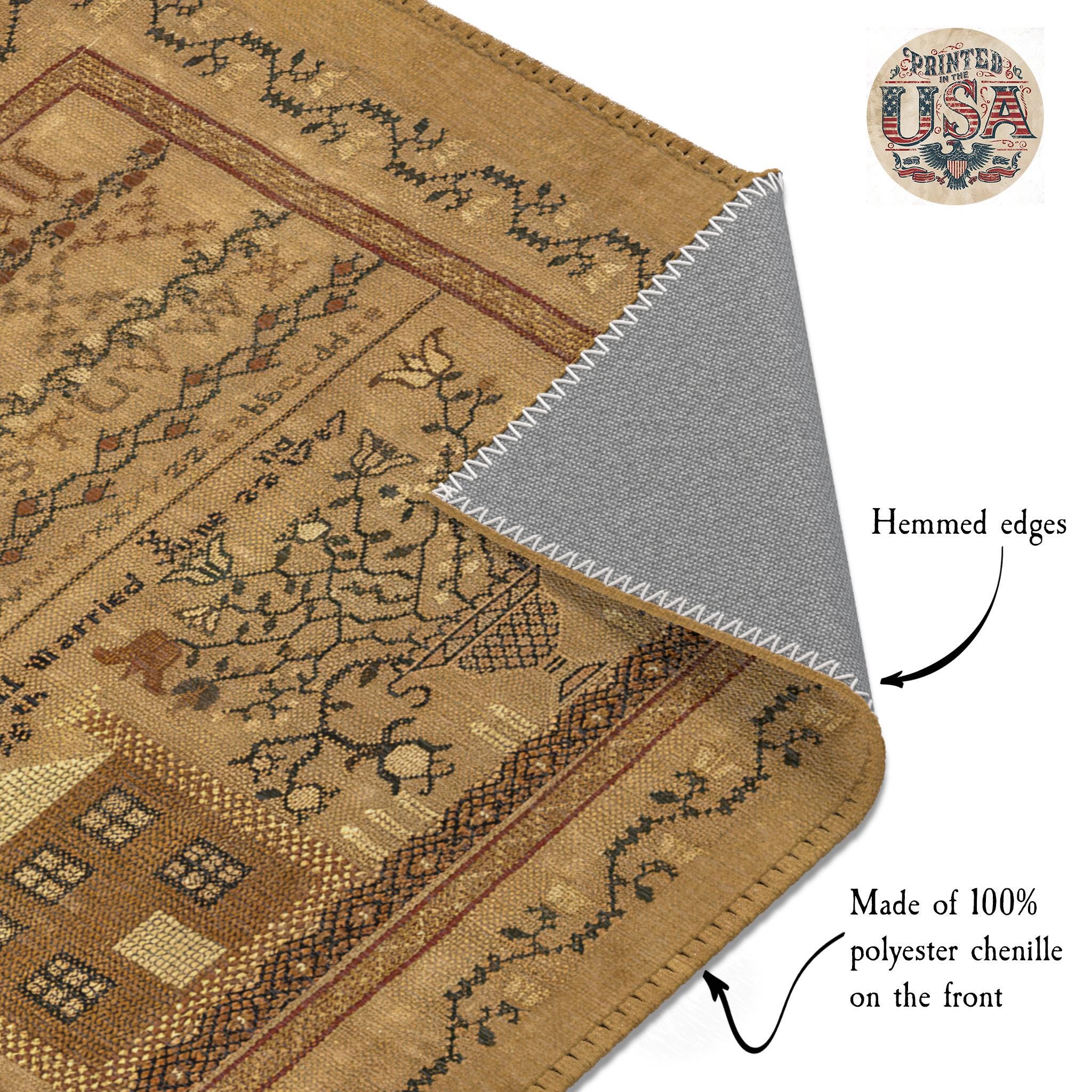 Folk Art Colonial House With Alphabet Sampler Rug - Primitive, Home ...