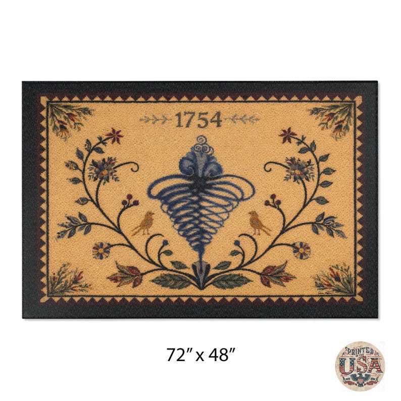 Primitive Colonial Bee Sting Rug - Rustic Folk Art for Early American ...