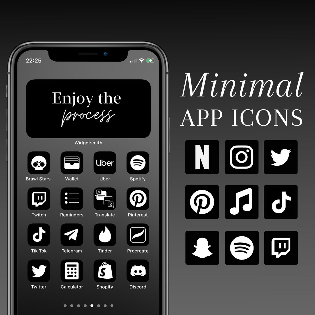 Minimalist Black & White Ios 14 App Icons Aesthetic App Icons Etsy