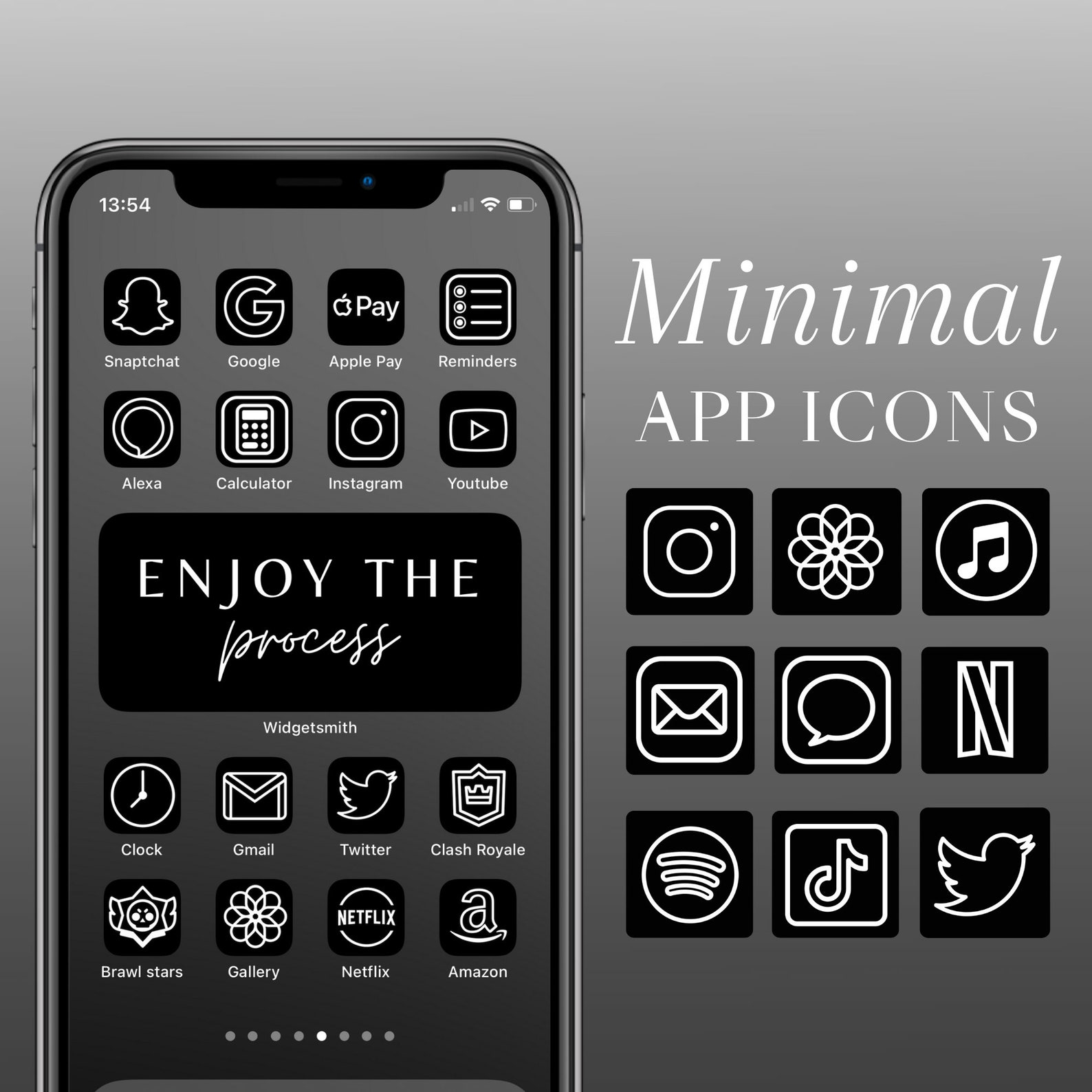 Minimal Black App Icons Aesthetic Pack Black And White App Etsy