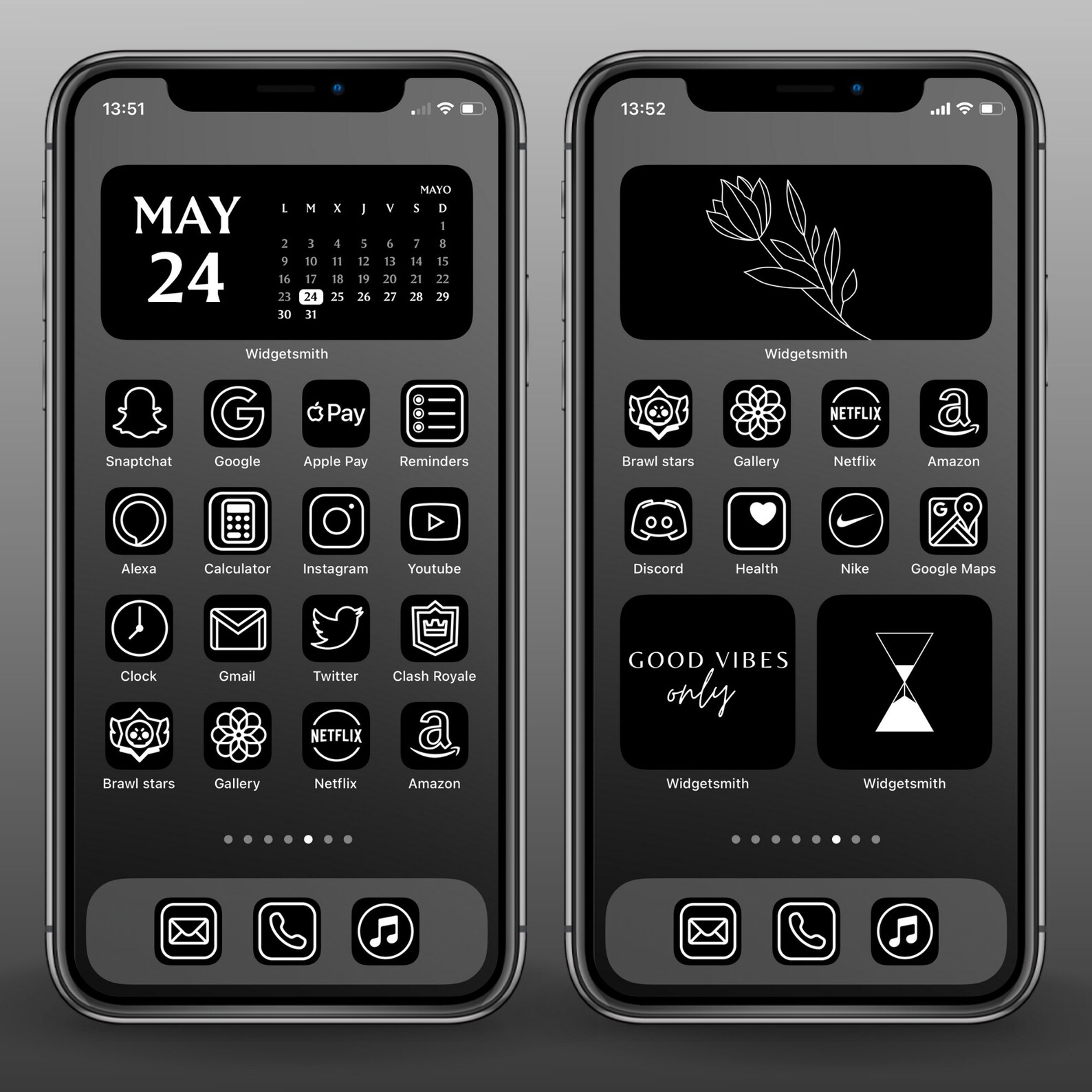 Minimal Black App Icons Aesthetic Pack Black And White App Etsy