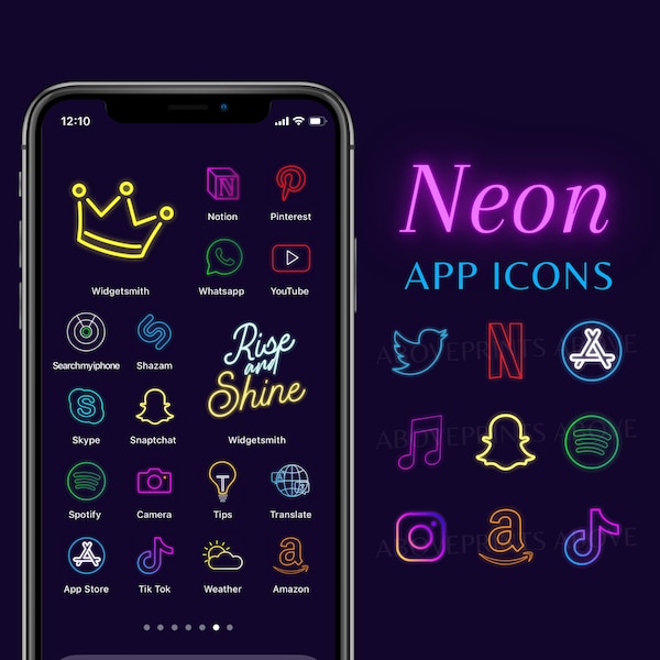 Neon Blue App Icons Etsy