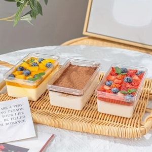 8pcs Mousse Cake Boxes & Resealable Cup w/Lids