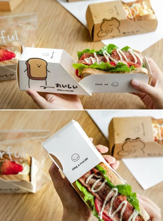 Cyblinia Paper Sandwich Box 100 Pieces Sandwich Take Out