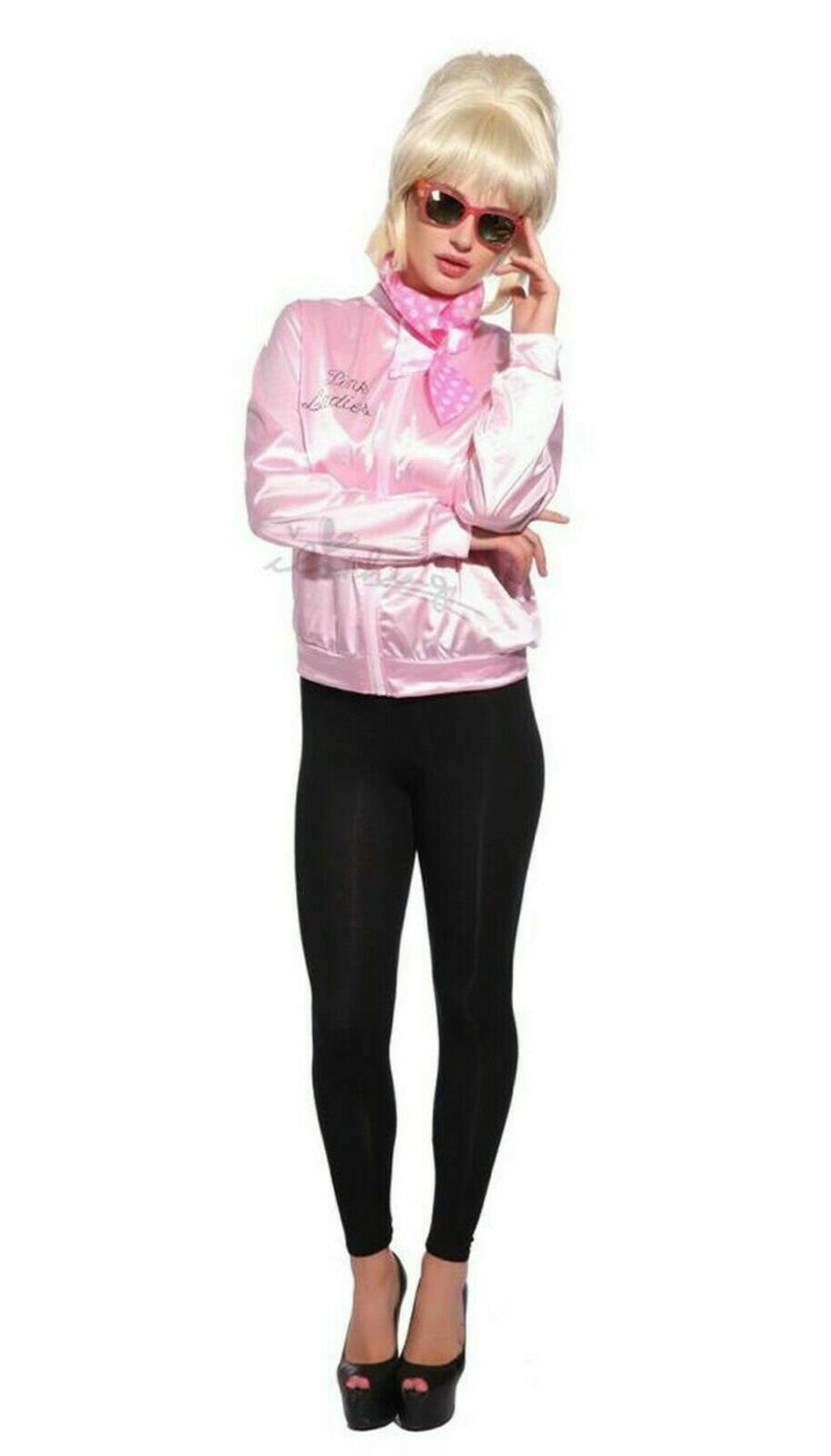 Ladies Pink Grease Satin Jacket Women Hen Night Party Fancy Etsy