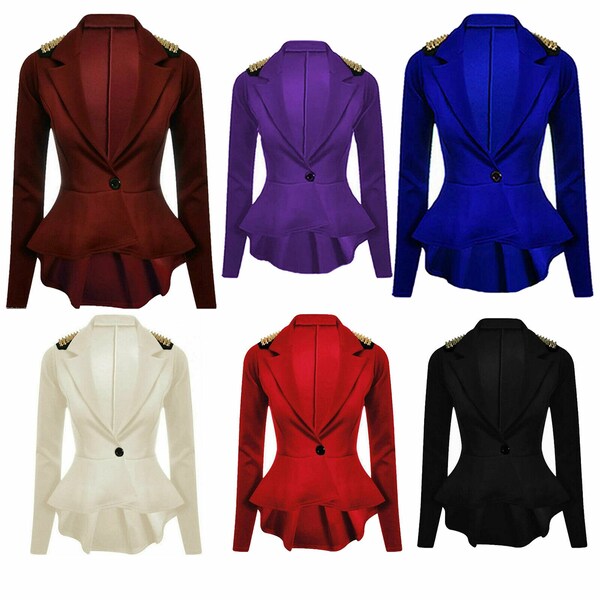 Offshoulder Peplum Coat (Various Colours) main image 1