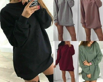 Womens Oversized Sweater Jumper Dress Winter Long Pullover Top Sweatshirt