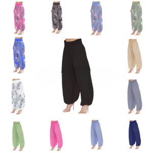 Women's Ladies Baggy Harem Trousers Pants Loose Fit Yoga Ali Baba Leggings  8-26