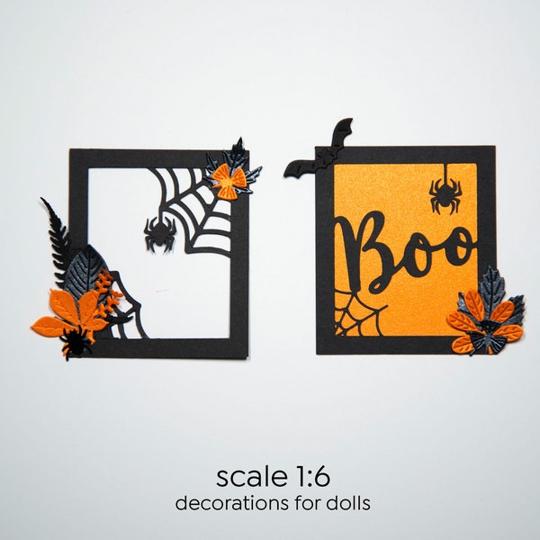 Cadres HALLOWEEN pour maison de poupée | miniatures pour diorama, minuscules déco en papier, échelle un sixième, accessoires de séance photo