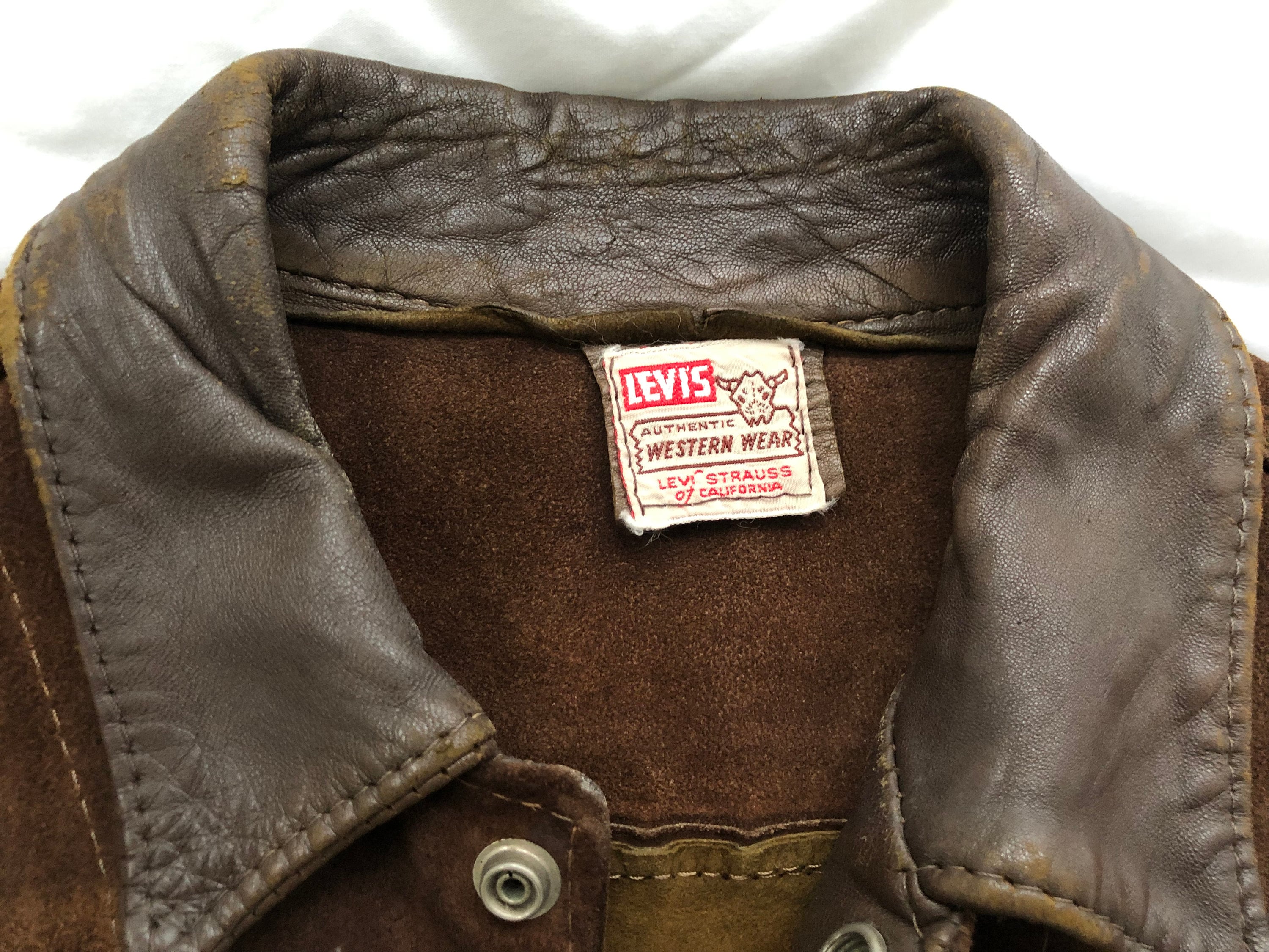 Rare Levi's Big E Brown 1950s Leather Suede Shorthorn 557 Rare Levi's Big E Brown 1950s Leather Suede Shorthorn 557