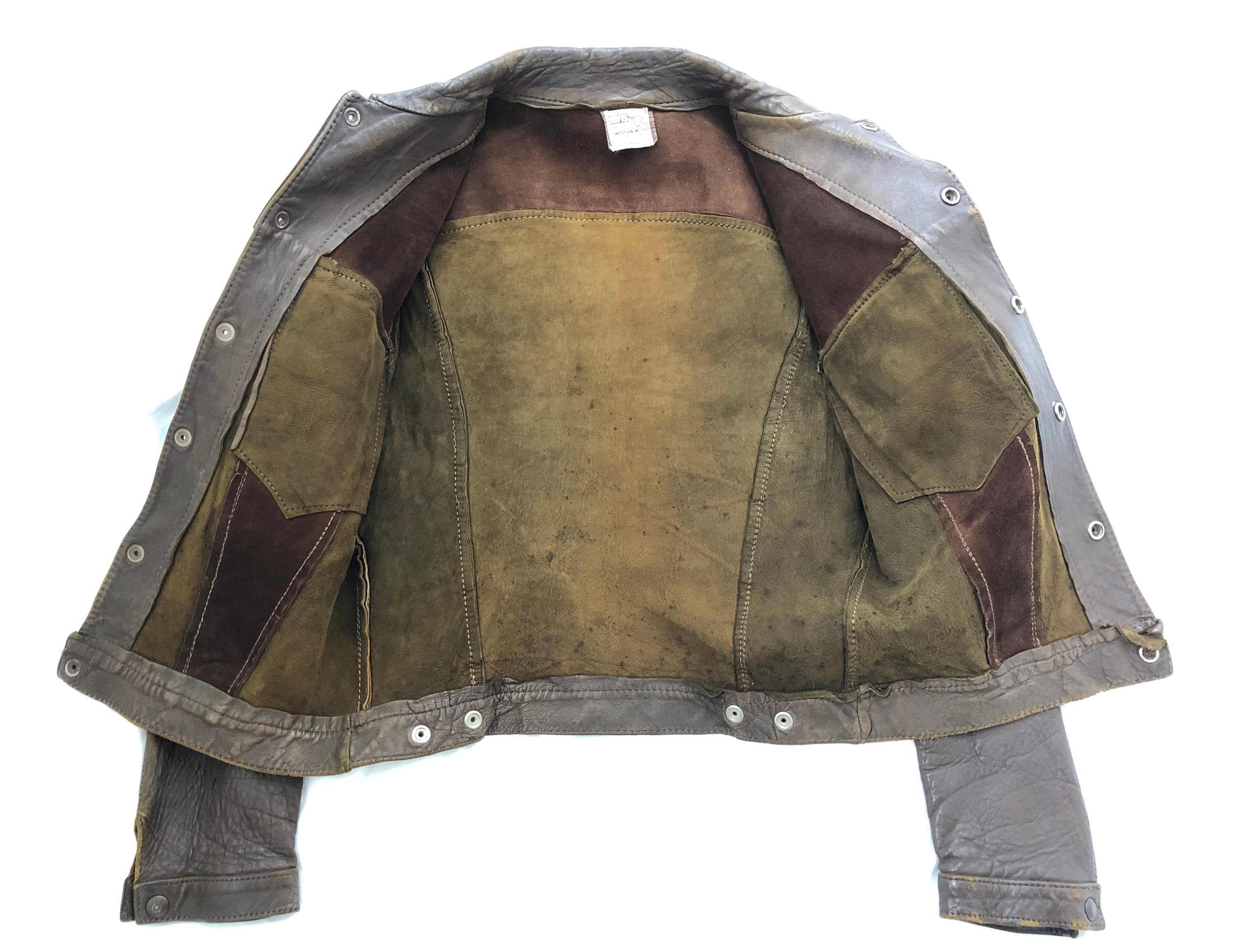 Rare Levi's Big E Brown 1950s Leather Suede Shorthorn 557 Rare Levi's Big E Brown 1950s Leather Suede Shorthorn 557