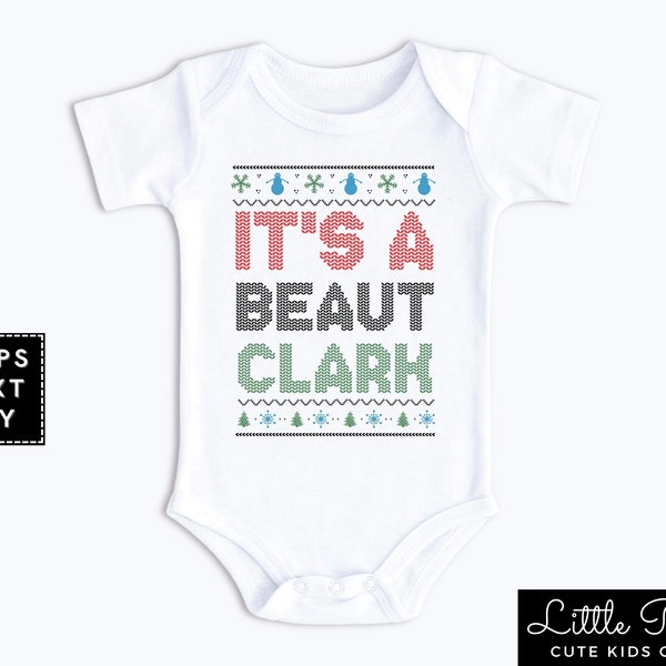 It's a Beaut Clark Baby Onesie®, Funny Christmas Natural Toddler Shirt, Ugly Christmas Style Kids Holiday T-shirt or Raglan Tee