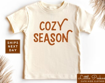 Cozy Season Natural Kids Shirt, Cozy Season Natural Onesie®, Cozy Fall Toddler T-shirt, Fall Season Infant Bodysuit, Fall Kids Raglan