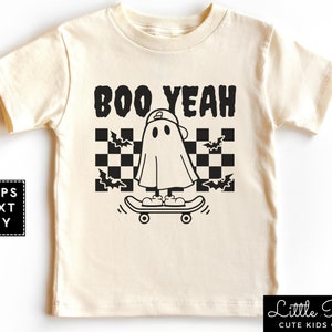 BOO YEAH Toddler Shirt, Halloween Retro Kids Shirt, Funny Ghost Natural ...