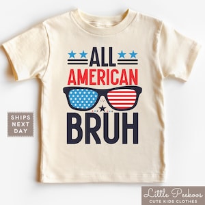 All American Bruh 4th of July Kids Shirt - Funny Fourth Of July Toddler Tee - Retro American Flag Infant Shirt - Patriotic Baby Onesie®