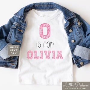 Letter Is For Name Toddler Shirt - Natural Personalized Toddler Tee - First Day Of School Shirt - Personalized Kids Back To School Shirt