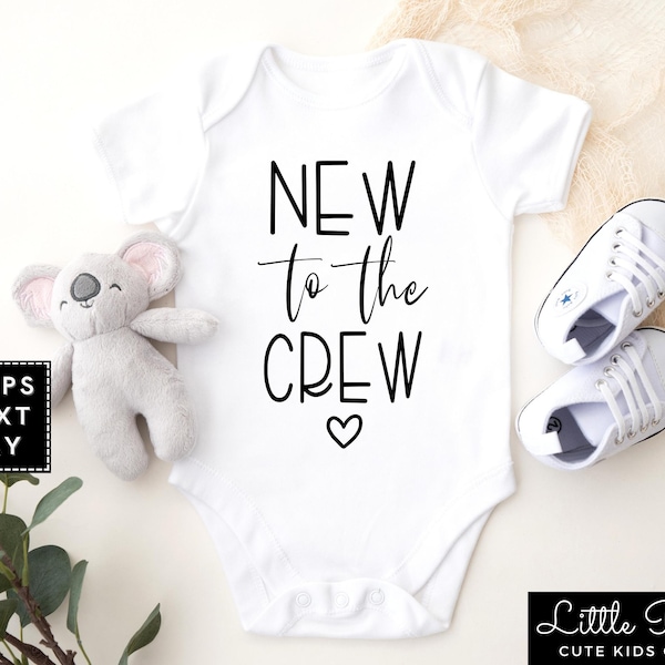 New To The Crew Baby Bodysuit, Cute Baby Announcement Onesie®, Minimalist Baby Reveal Bodysuit, New Baby Arrival Onesie®