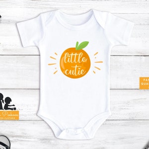 Little Cutie Baby Onesie®, Cute Citrus Orange Fruit Baby Bodysuit or T-Shirt, &quot;Little Cutie&quot; Baby Announcement, Funny Baby Shower Gift