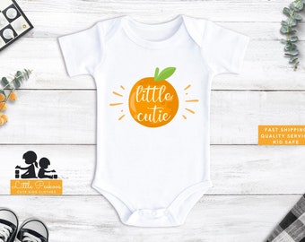 Little Cutie Baby Onesie®, Cute Citrus Orange Fruit Baby Bodysuit or T-Shirt, "Little Cutie" Baby Announcement, Funny Baby Shower Gift