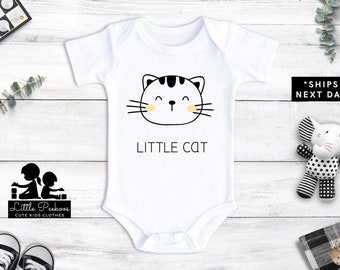 Little Kat Onesie®, Cat Lover Bodysuit, Cute Modern Monochrome Animal Lover Kids T-shirt, Toddler Little Kitty Zoo Trip Raglan