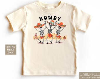 Dancing Skeletons Halloween Kids Shirt - Cute Mariachi Skeletons Toddler Tee -  Howdy Western Desert Natural Infant T-shirt