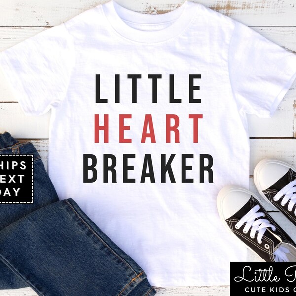 Little Heart Breaker Kids Shirt, Minimalist "Little Heart Breaker" Natural Baby Onesie®, Cute Toddler Valentine's Day T-shirt or Raglan Tee