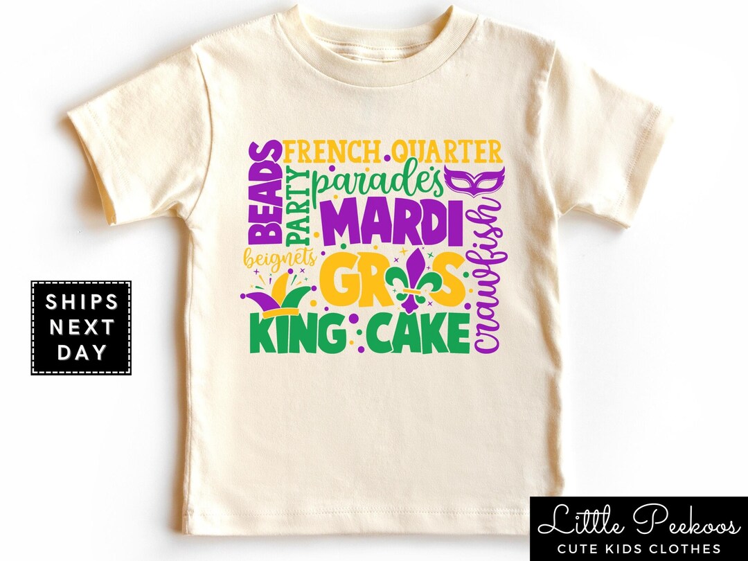 T-shirt Raglan New Orleans Skyline Typography Mardi Gras - Unisexe, 100% Coton, Manches 3/4, Neuf Avec étiquettes