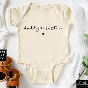 Daddy&#39;s Bestie Baby Onesie®, Dada&#39;s Bestie Natural Toddler Shirt , Father&#39;s Day Kids Raglan, Minimalist Baby Shower Gift, Baby Announcement