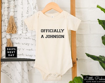 Personalized Kids Adoption Onesie®, Custom Last Name Adoption Day Toddler Tee, Minimalist Officially Adopted Natural Kids Shirt