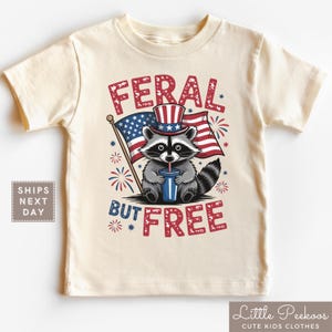 4th of July Raccoon Toddler Shirt - Fourth Of July Feral Kids T-Shirt - American Flag Infant Tee - Funny Patriotic Baby Onesie ®