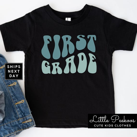 1st Grade Shirt for Boy - Retro Back to School Tshirt - First