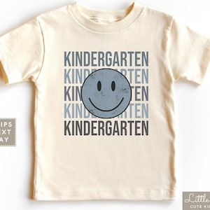 Kindergarten Shirt, First Day of Kindergarten Tee, Retro Back to School T-shirt, Blue Retro Smile Grade Level T shirt, Natural Color Shirt