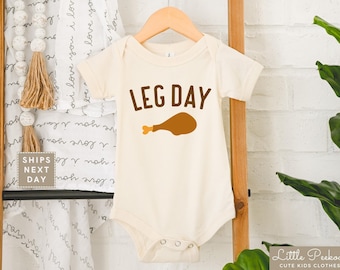 Minimalist Thanksgiving Natural Baby Onesie®, Cute Turkey Leg Infant Bodysuit, Funny Leg Day Toddler T-shirt