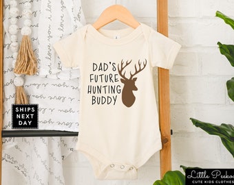 Dad&#39;s Future Hunting Buddy Baby Onesie®, Father&#39;s Day Natural Toddler Shirt, Infant Hunting Tee, Cute New Daddy Gift, Dad Baby Announcement