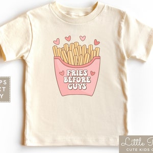 Fries Before Guys Kids Shirt, Retro Fries Before Guys Natural Baby Onesie®, Cute Toddler Girl Valentine's Day T-shirt or Raglan Tee