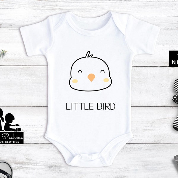 Little Bird Onesie®, Bird Lover Bodysuit, Cute Modern Monochrome Animal Lover Kids T-shirt, Toddler Little Birdy Zoo Trip Raglan