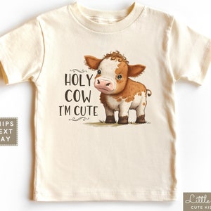 Holy Cow I&#39;m Cute Toddler Shirt, Funny Cow Natural Onesie®, Cute Kids Zoo or Farm Shirt, Adorable Baby Shower Gift, Baby Announcement