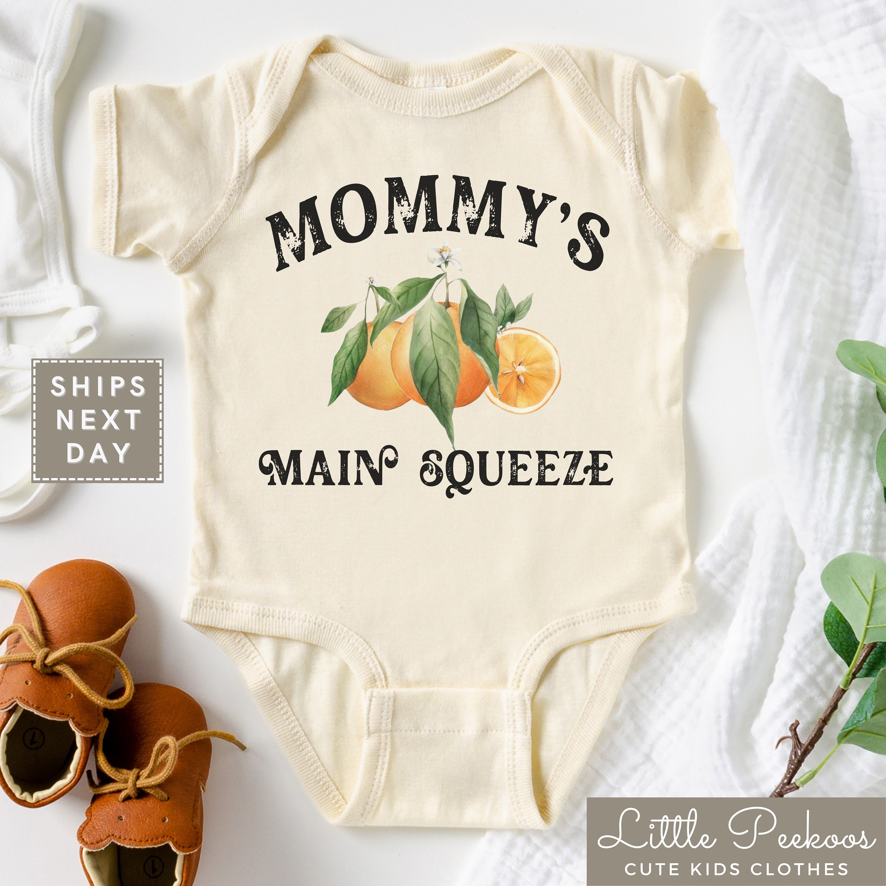 Mommy's Main Squeeze Baby Onesie®, Cute Summer Orange Natural