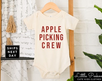 Apple Picking Crew Natural Onesie®, Cute Apple Orchard Trip Toddler Shirt, Apple Bobbing Fall Kids T-shirt