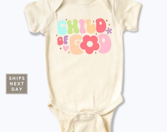 Child Of God Baby Onesie® - Retro Natural Child Of God Toddler Tee - Cute Christian Girls T-shirt or Raglan Tee