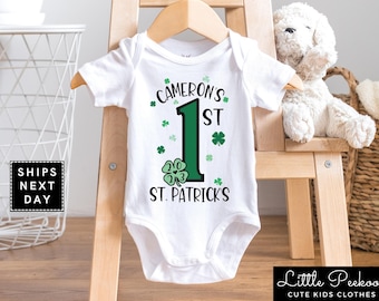 Personalized 1st St. Patrick's Day Baby Onesie®, Cute St. Patrick's Natural Infant Shirt, 2023 Custom First Saint Patrick's Day Baby Tee